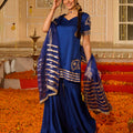Keerti Blue Solid Satin Sharara Set