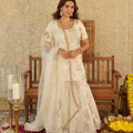Shubh White Jacquard Sharara Set