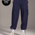 Kica High Waist Cargo Pants in Quick Dry Performance Fabric Navy Blue