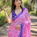 Trendy Leheriya And Striped Print Saree