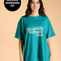 Kica Cotton Oversized Printed Graphic T Shirt Teal