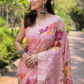 Light Pink Lakhnavi Bandla Zari Weaving Saree