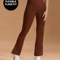 Criss Cross Flare Pants in Sculpting Stretch Kica SKN Fabric Brown