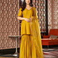 Virasat Mustard Yellow Embroidered Anokha Sharara Set