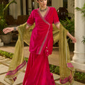 Lakshya Pink Embroidered Velvet Sharara Set