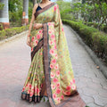 Pista Soft Silk Copper Zari Weaving Digital Floral Saree