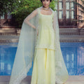 Nazakat Yellow Embroidered Cotton Sharara Set