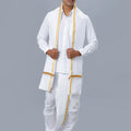 Mens White Shirt with Readymade Elastic Panchakacham Angavastram Set 3/4" Prakaspathi