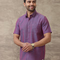 Men Linen Cotton Shirt Dark Purple LF17
