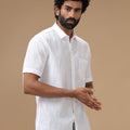 Men Pure Linen White Shirt 5544