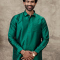 Men Silk Feel Dark Green Colour Shirt SFC06