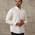 Men Linen Cotton Shirt Cream LF12