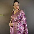 Radiant in Wine Floral Print Saree