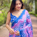 Stylish Leheriya And Striped Print Saree