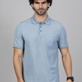 Men's Cotton Rich Pique Polo Denim Blue