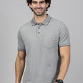 Men's Cotton Rich Pique Polo Heather Grey