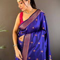 Copper Allure Soft Silk Purple Saree