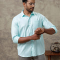 Men Cotton Rich Shirt Light Green T44 TT5
