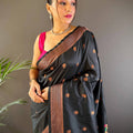 Copper Allure Soft Silk Black Saree