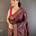 Copper Allure Soft Silk Brown Saree