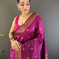 Copper Allure Soft Silk Wine Saree