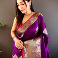 Wine Kanjivaaram Soft Silk Kanchi Zari Weaving Saree