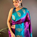 Wine Mango Butti Soft Silk Saree
