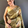 Green Ghicha Weave Floral Saree