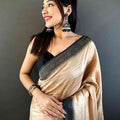 Beige Crepe Silk Floral Saree