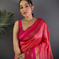 Rose Pink Satin Bentex Soft Silk Saree