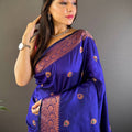 Purple Soft Silk Coppar Zari Weaving Saree