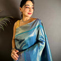 Blue Zari Tissue Kanjivaram Silk Saree