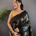 Black Soft Silk Sona Chandi Zari Weaving Saree