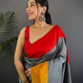 Grey Soft Katan Silk Banarasi Saree