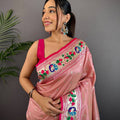 Baby Pink Soft Silk Paithani Meenakari Saree