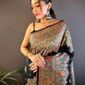 Black Ethnic Motif Silk Blend Saree