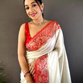 White Soft Silk Yevla Pathani Saree