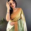 Pastel Cream Soft Crepe Silk Digital Ombre Saree