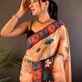 Orange Georgette Pichwai Print Saree