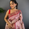 Radiant Pink Tussar Silk Digital Print Saree