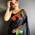 Black Copper Radiance Soft Silk Saree