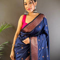 Navy Blue Copper Elegance Soft Silk Saree