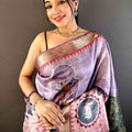 Lavender Soft Silk Tissue Pichwai Print Saree