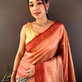 Peach Kalamkari Ombre Crepe Silk Saree