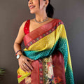 Elegant Silk Blend Bandhani Print Saree