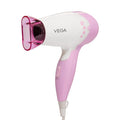 VEGA 1000W Foldable Hair Dryer 2 Heat Speed Settings White Pink