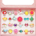 Cute 24 Pcs Little Girls Hand Ring, Adjustable Rings Toddlers Pretend Play and Dress Up Rings For 4 To 12 Year Old Girl Dimond Ring
