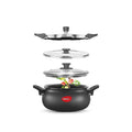 Pigeon Ceramic Outer Lid Cooker 5L Black/Transparent