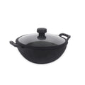 Meyer Pre-Seasoned Cast Iron Kadai with Lid 20cm 2L for Cooking & Frying