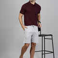 Men Grape T-shirt and Grey Shorts Combo
